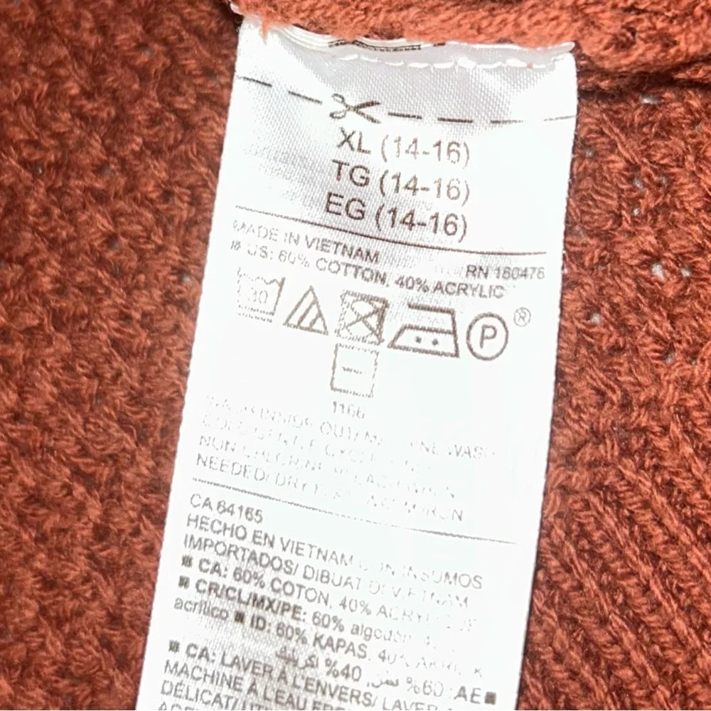 OLD NAVY Girl's Burnt Orange Long Sleeve Sweater Size XL 14/16